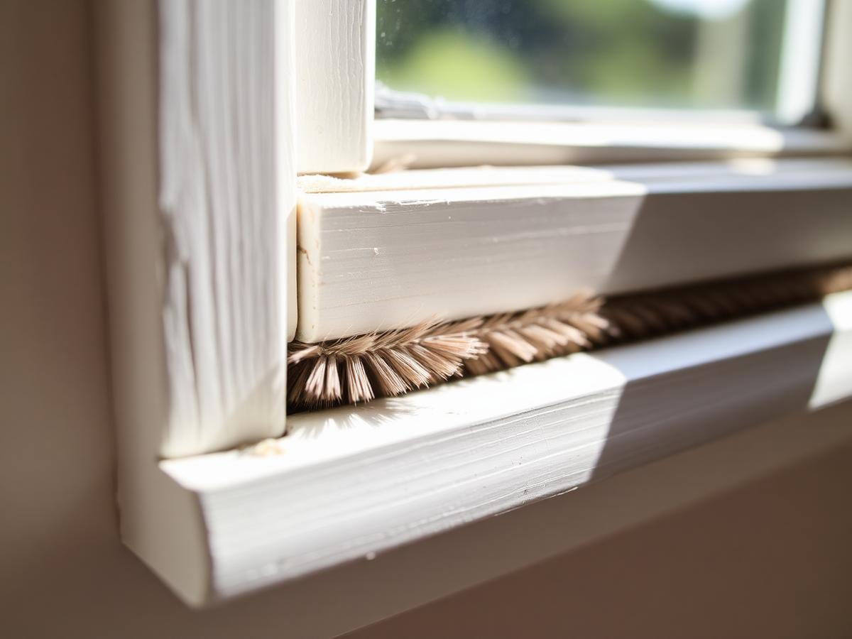 Brush pile draught seal being fitted to a period sash window in Leckhampton, Cheltenham